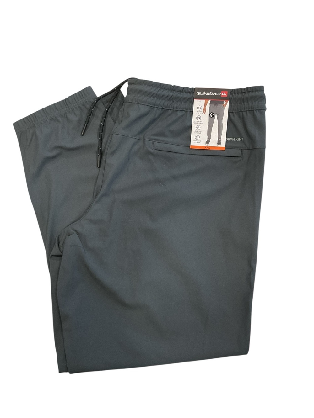 Quiksilver DryFlight Mens XXL Gray Active Joggers Stretch Moisture Wicking Pants